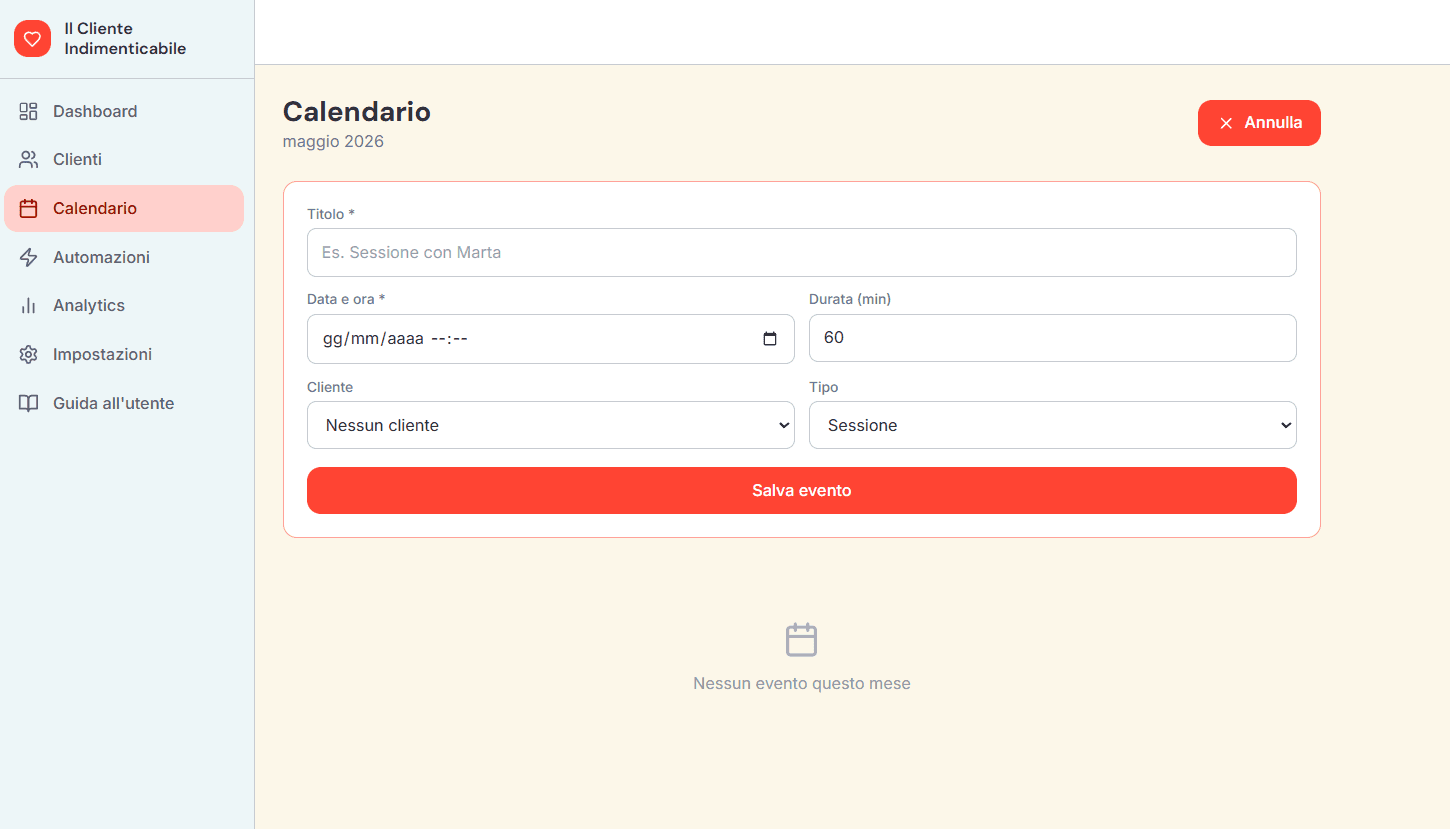Concept visualization: calendario integrato con export .ical
