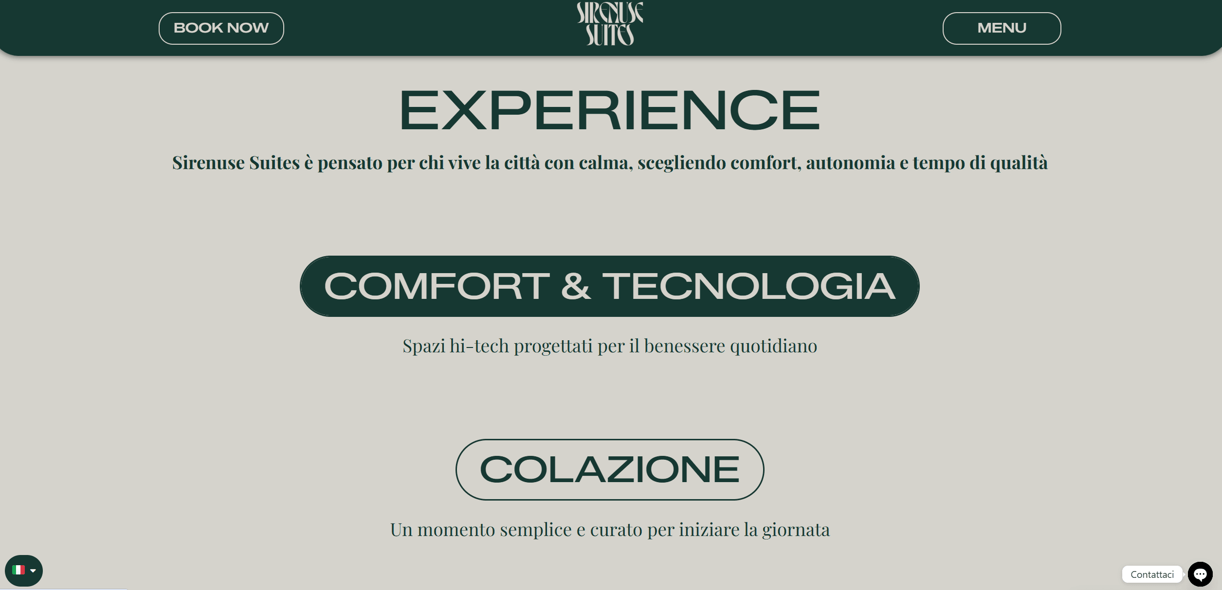 Sirenuse Suites, vista mobile del sito